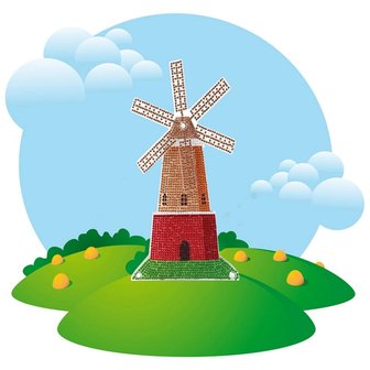 Diamond Painting staand ornament met beweging Molen (26cm)