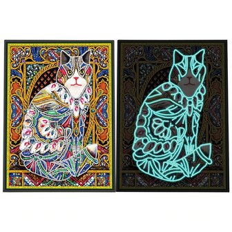 OP=OP Diamond Painting Glow in the dark Kat 25x35cm