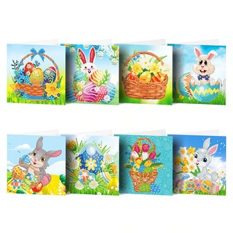 OP=OP Diamond Painting Wenskaarten Set Pasen 02 (8 stuks)