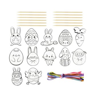 OP=OP Kras Tekeningen set Paas hangers Groot (12 stuks)