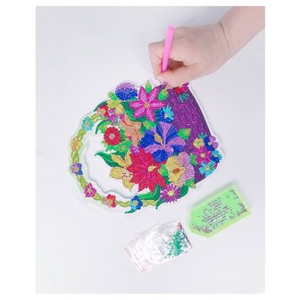OP=OP Diamond Painting Hangend Ornament Bloemen in mand (25cm)
