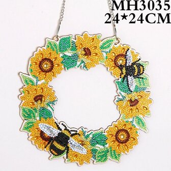 OP=OP Diamond Painting Houten Krans Zonnebloemen 3035 (24cm)