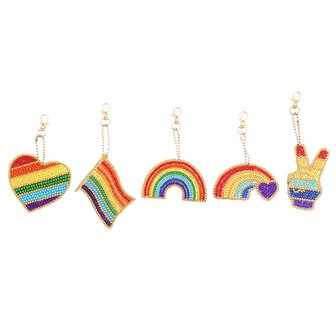 Diamond Painting Sleutelhanger Set Regenboog (5 stuks)