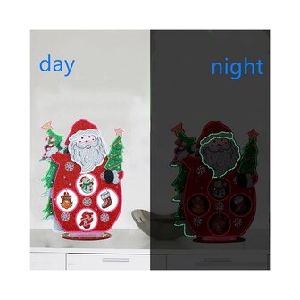 OP=OP Diamond Painting Staand Kerst Ornament Kerstman Glow in the dark (30cm)