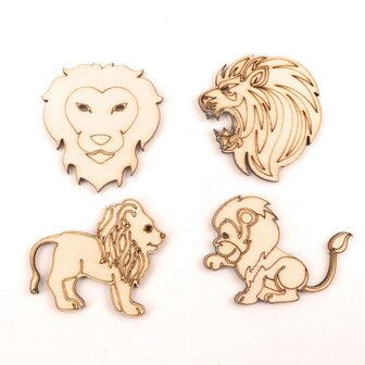 OP=OP Houten mini wilde dieren assortiment om zelf te beschilderen / kleuren (10 stuks/50mm)
