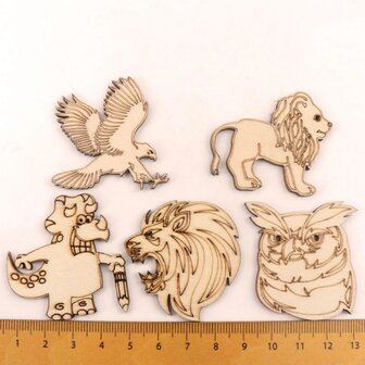 OP=OP Houten mini wilde dieren assortiment om zelf te beschilderen / kleuren (10 stuks/50mm)