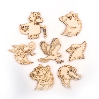 OP=OP Houten mini wilde dieren assortiment om zelf te beschilderen / kleuren (10 stuks/50mm)