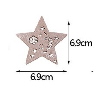 OP=OP Houten Kersthangers Sterren om zelf te beschilderen / kleuren (10 stuks/70mm)