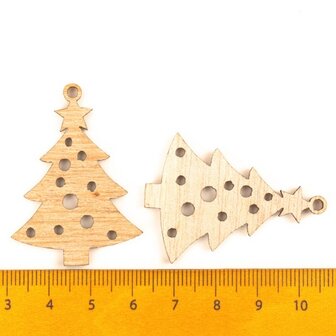 Houten mini Kersthangers Kerstboompjes om zelf te beschilderen / kleuren (10 stuks/44mm)