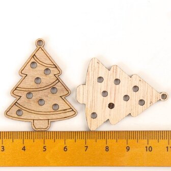 Houten mini Kersthangers Kerstboompjes om zelf te beschilderen / kleuren (10 stuks/44mm)