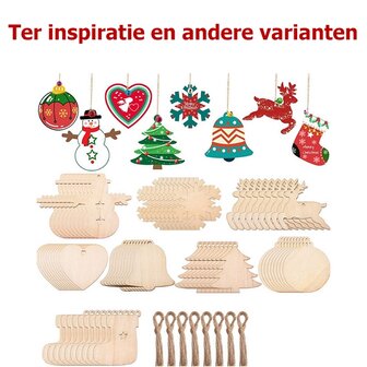 Houten Kersthangers Kerstballen om zelf te beschilderen / kleuren (10 stuks/80mm)