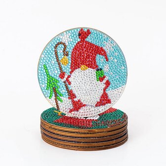 OP=OP Diamond Painting Kerst Onderzetter set 01 met houder (6 stuks)