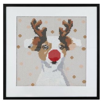 OP=OP Grafix Diamond Painting Kerst hond 30x30cm - Rond