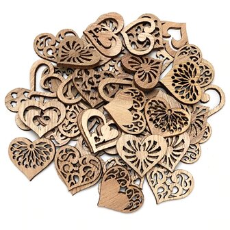 OP=OP Houten mini harten assortiment om zelf te beschilderen / kleuren (50 stuks/33mm)