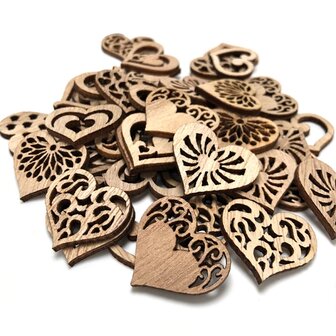 OP=OP Houten mini harten assortiment om zelf te beschilderen / kleuren (50 stuks/33mm)