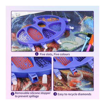 Diamond Painting Steentjes houder 5 vaks inclusief tools