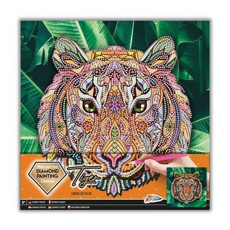 OP=OP Grafix Diamond Painting op canvas gespannen Tijger 30x30cm