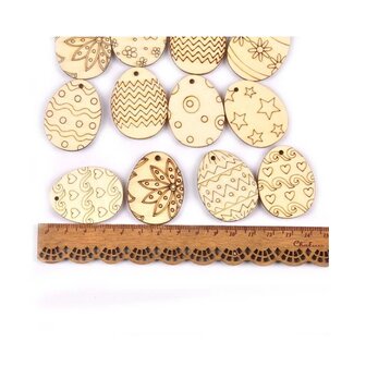OP=OP Houten Paasei hangers om zelf te beschilderen / kleuren (25 stuks/4cm)