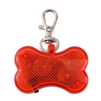 Led verlicht botje met clip voor honden halsband (Rood)