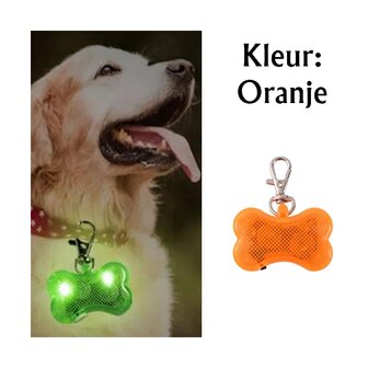 Led verlicht botje met clip voor honden halsband (Oranje)