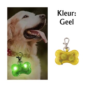 Led verlicht botje met clip voor honden halsband (Geel)