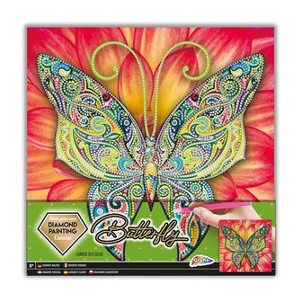 OP=OP Grafix Diamond Painting op canvas vlinder 30x30cm