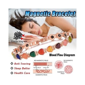Magnetische Stalen (dames) armband Harten kleurrijk