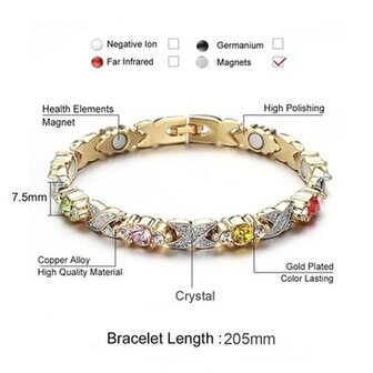 Magnetische Stalen (dames) armband Aby kleurrijk-goudkleurig