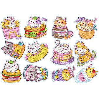 Diamond Painting Sticker set Katjes (12 stuks)