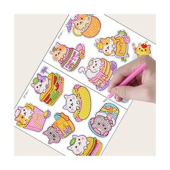 Diamond Painting Sticker set Katjes (12 stuks)