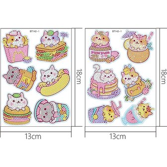 Diamond Painting Sticker set Katjes (12 stuks)