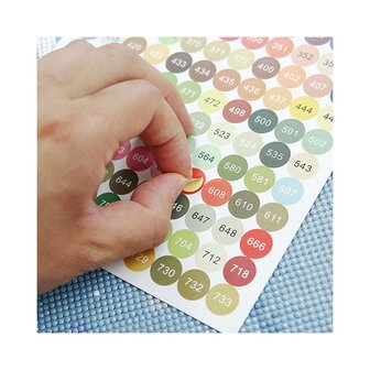 Diamond Painting DMC stickers rond en in kleur (4 vellen)