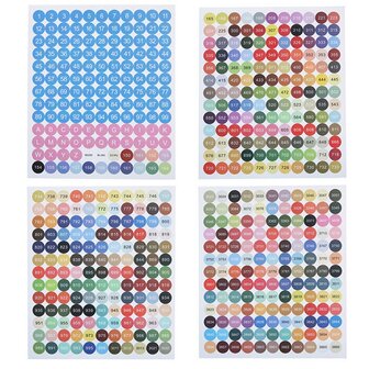 Diamond Painting DMC stickers rond en in kleur (4 vellen)