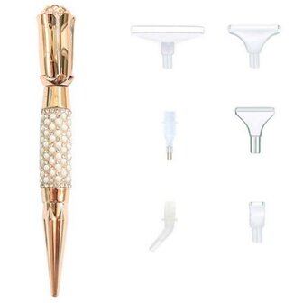Diamond Painting Pen Rose Gold 01 met opzetstukjes