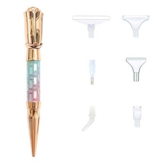 Diamond Painting Pen Rose Gold 02 met opzetstukjes