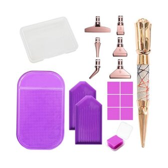 Diamond Painting Toolkit Rose Gold 03 met kleefmatje en opzetstukjes