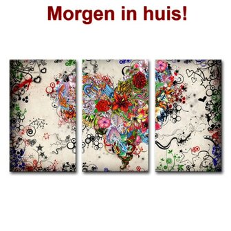 Diamond Painting Bloemen Hart 3 luiks 60x35cm