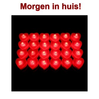 Led Hart vormige theelichtjes Rood (6 stuks) Valentijnsdag - Moederdag