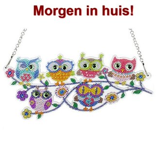 Diamond Painting Hangend Ornament uiltjes op tak