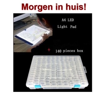 OP=OP Diamond Painting Sorteerdoos 140 slots TicTac style + A4 Lightpad