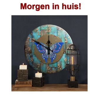 OP=OP Diamond Painting Klok Aluminium Vlinder