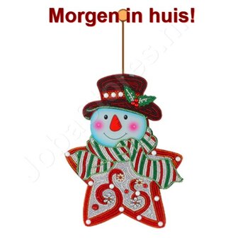 Diamond Painting Hangend Kerst Ornament Sneeuwpop 30x24cm