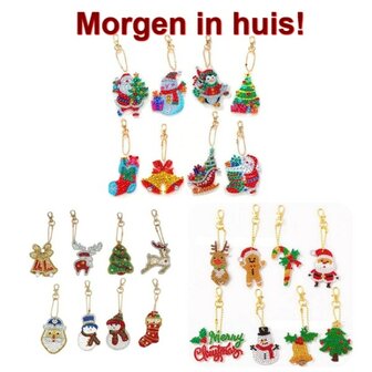 Diamond Painting Sleutelhanger Set Kerst 17 (24 stuks)