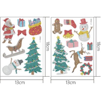 Diamond Painting Sticker Set Kerst 004 (17 stuks)