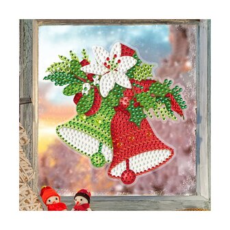 Diamond Painting Kerst sticker groot Kerstbellen 02 (13cm)