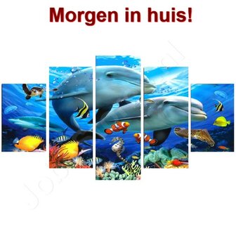 Diamond Painting Dolfijnen 5 luiks 75x40cm