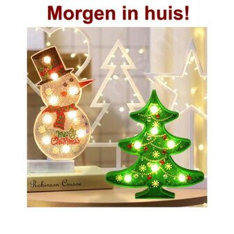 Diamond Painting Kerst Lampen Set (Kerstboom &amp; Sneeuwpop)