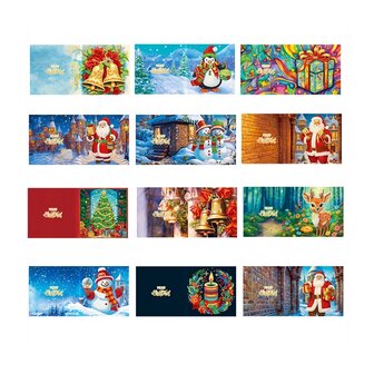 Diamond Painting Kerstkaarten set 09 (12 stuks)