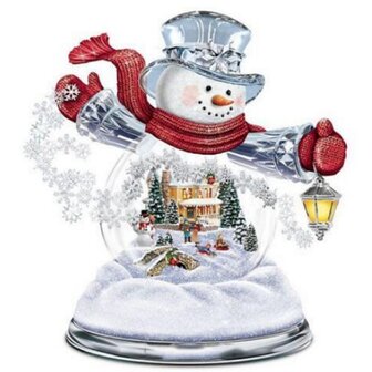 Diamond Painting Kerst - Snowglobe Sneeuwpop met lantaarn