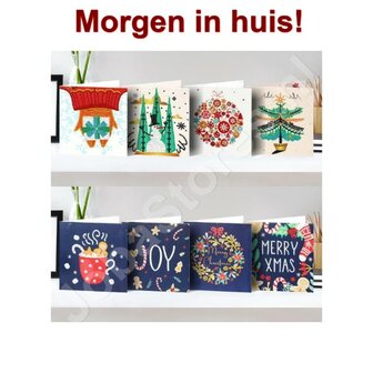 OP=OP Diamond Painting Kerstkaarten Set 05 (8 kaarten)